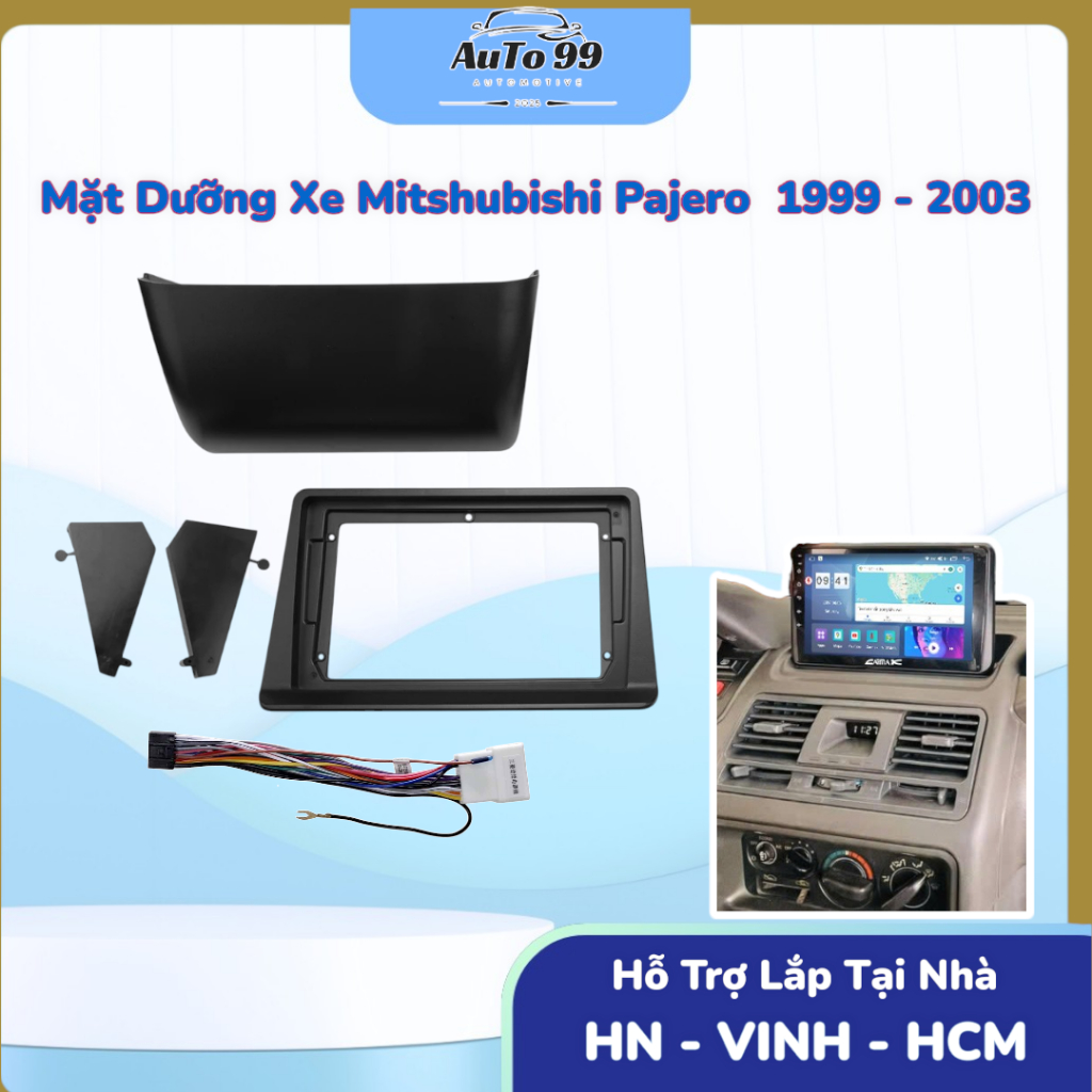 Mặt Dưỡng Lắp Màn Hình ANdroid Xe Mitshubishi PAJERO  1997 - 2024 - V73 - V97 +. Giắc nguồn zin