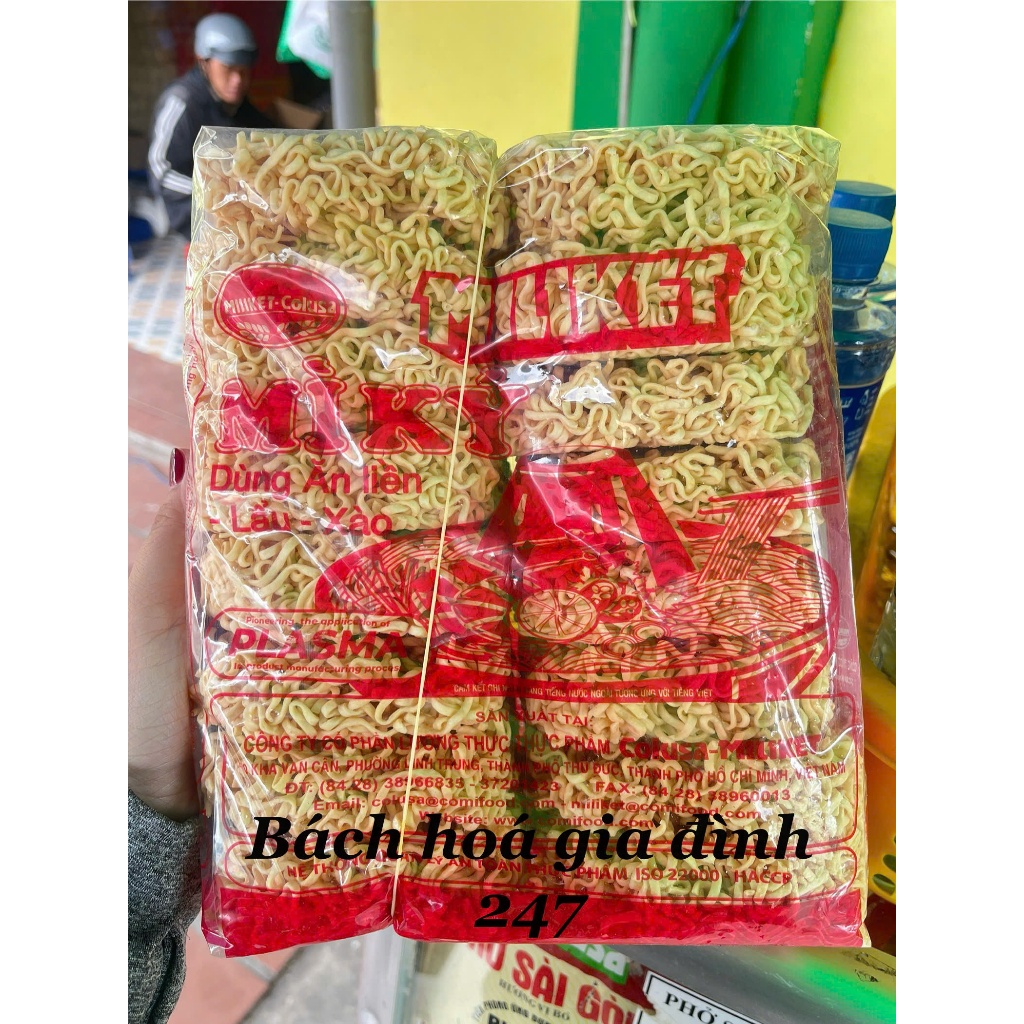 Mì Ký Không Gia Vị Miliket Gói 1kg cọng mì lớn, túi mì ký không gói gia vị 16 vắt mì, dùng ăn liền, 