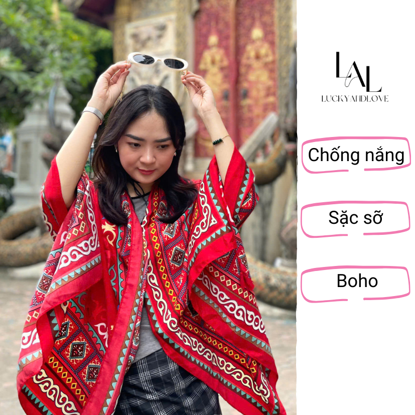 Khăn Choàng Boho Thổ Cẩm – Chống Nắng, Đi Biển, Vintage – Thu Đông 2025 – 180x90cm