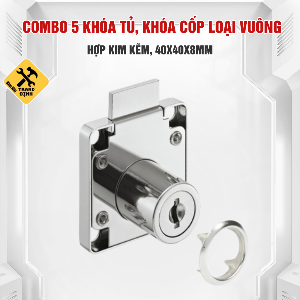 Combo 5 Khóa tủ, khóa cốp loại vuông