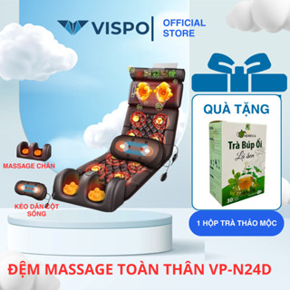 Đệm massage toàn thân VISPO VP-N23D rung đa điểm, có gối và máy massage chân + Tặng Trà Thảo Mộc