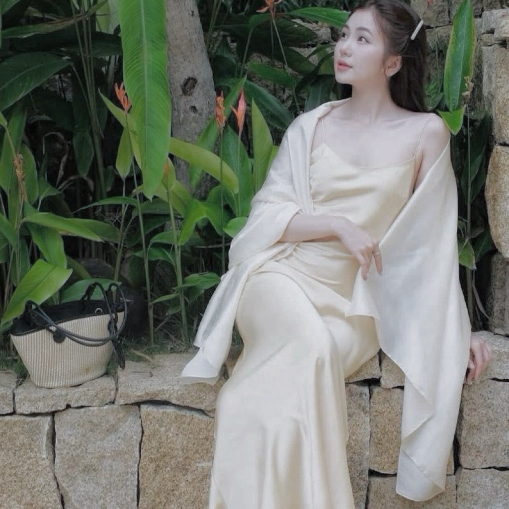 Đầm Lụa 2 dây mảnh form dài dự tiệc,Váy lụa Hàn châu 1 lớp không mút,không dây kéo cao cấp sang chảnh tôn dáng gợi cảm | BigBuy360 - bigbuy360.vn