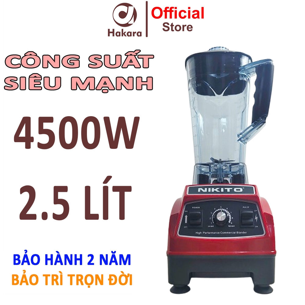 Máy Xay Sinh Tố Công Nghiệp NIKITO 4500W Cối 2.5L Xay Rau Má,Sữa Hạt,Tôm,Cua Cá, Nước Sốt,Sinh Tố Đá