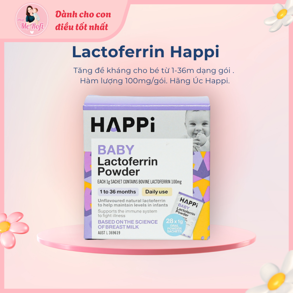Tăng đề kháng Baby Lactoferrin Happi Powder Úc dạng gói , viên - Mẹ Rofi