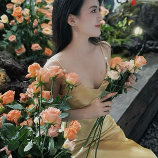 Đầm Lụa 2 Dây Ngọc Hở Lưng Form Dài Dự Tiệc,Váy Lụa Queen 1 Lớp Không Mút Không Dây Kéo Tôn Dáng