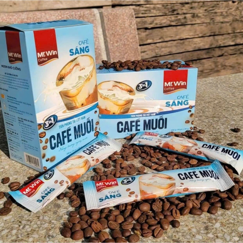 Cà Phê Muối Hòa Tan hộp 10 gói 200g Chuẩn Việt Đậm Vị Ngon Khó Cưỡng Mr.Win