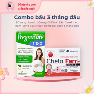  Combo Mẹ Bầu 3 tháng đầu Pregnacare Max + Sắt Chela & Sifer bổ sung vitamin mẹ bầu - Mẹ Rofi 