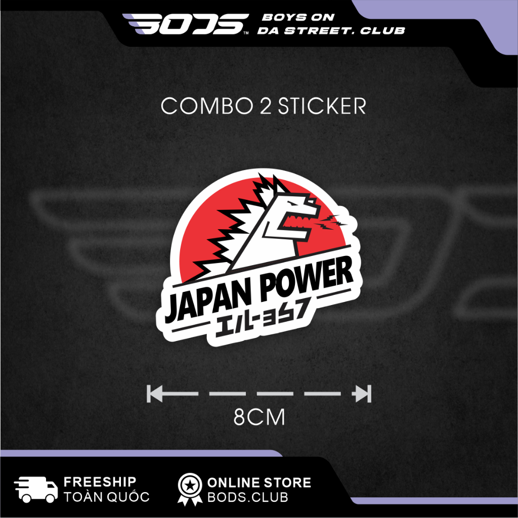 Combo 2 Tem dán xe logo sticker "JDM JAPAN POWER"