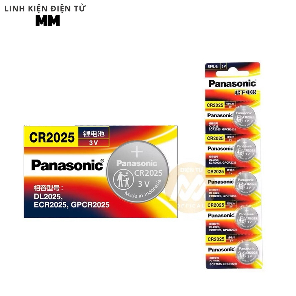 [1 vĩ 5 viên] Pin – Battery cmos CR2025 Panasonic 3V – Dùng cho các thiết bị điện tử