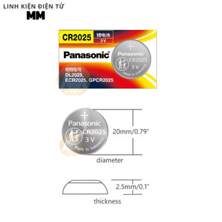 [1 vĩ 5 viên] Pin – Battery cmos CR2025 Panasonic 3V – Dùng cho các thiết bị điện tử