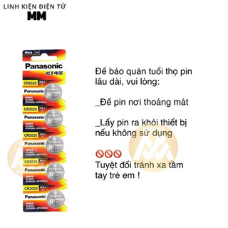 [1 vĩ 5 viên] Pin – Battery cmos CR2025 Panasonic 3V – Dùng cho các thiết bị điện tử