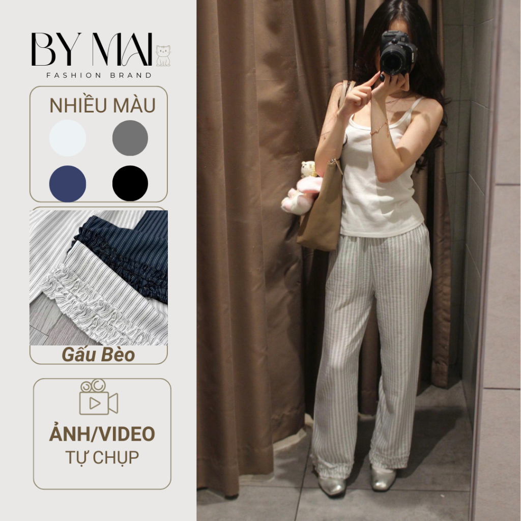 (Shop Mới) Quần Xuông Kẻ Gấu Bèo Chống Nhăn Basic Đẹp Hàng Shop Tự May Chất Mát Chủ Shop Mặc