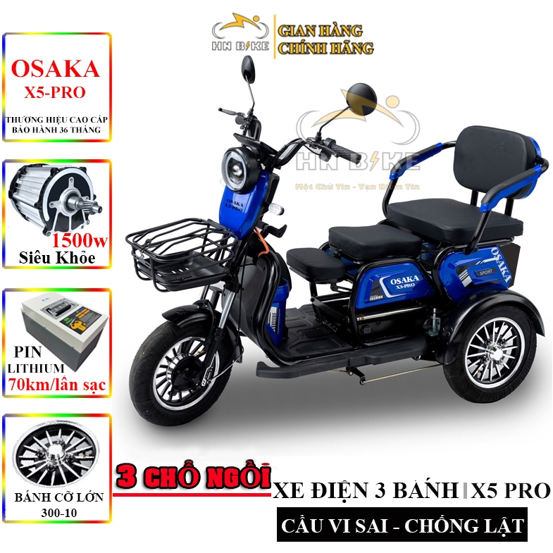 Xe Điện 3 Bánh OSAKA-X5 Pro - 2026, Xe 3 Bánh Dành Cho Người Già, Người Khuyết Tật, Di chuyển 70km/l