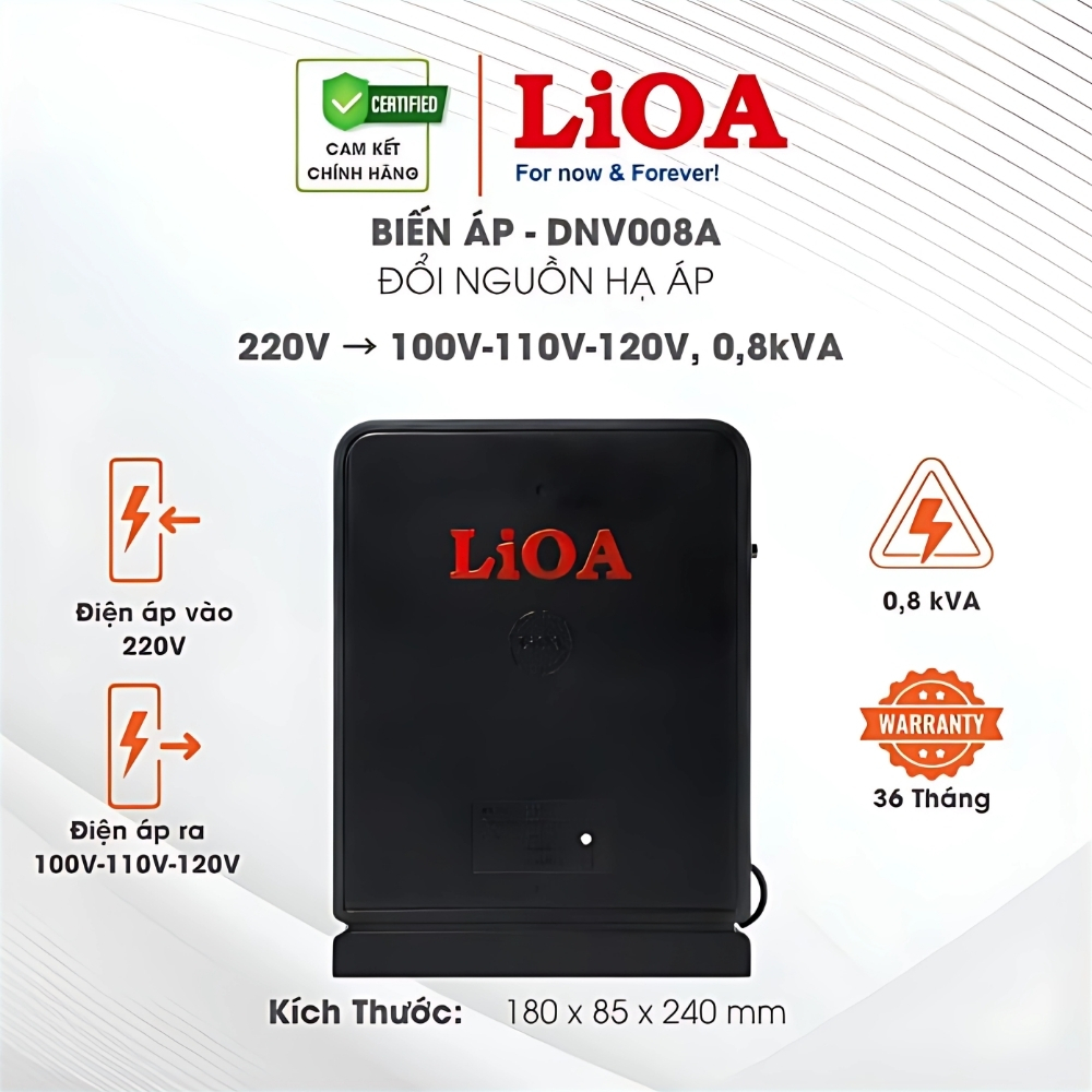 Đổi Nguồn LiOA 220V Sang 110V 100V 120V (0,8kVA - 800VA) - Biến Áp Hạ Áp Cho Đồ Nội Địa Nhật Mỹ