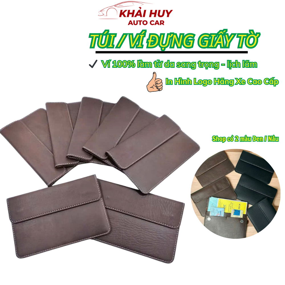 Ví Da Đựng Giấy Tờ Đăng Kiểm Ô Tô , Ví Da Cầm Tay In Hình Logo Hãng Xe Cao Cấp Màu Nâu