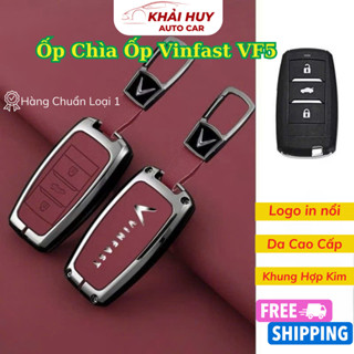   GIÁ RẺ  Ốp Chìa Khóa Xe Điện Vinfast VF5 Chất Liệu Hợp Kim Mặt Da Bò Bảo Vệ Ốp Khoá 