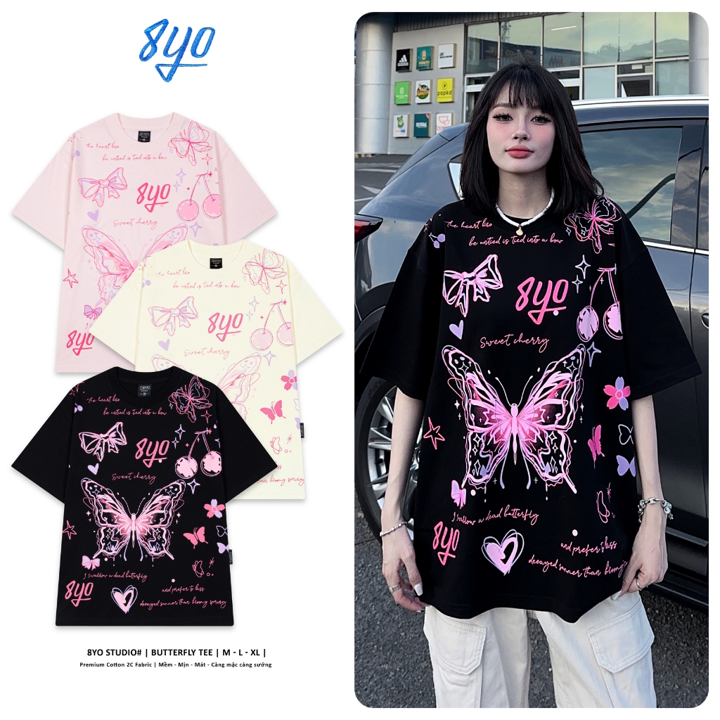 Áo Thun 8YO BUTTERFLY Tee Cotton Mềm Mịn Mát - Áo Phông Local Brand Unisex Nam Nữ Form Rộng | BigBuy360 - bigbuy360.vn