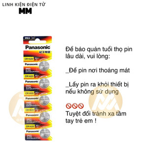[1 vĩ 5 viên] Pin - Battery cmos CR1620 Panasonic 3V - Dùng cho các thiết bị điện tử