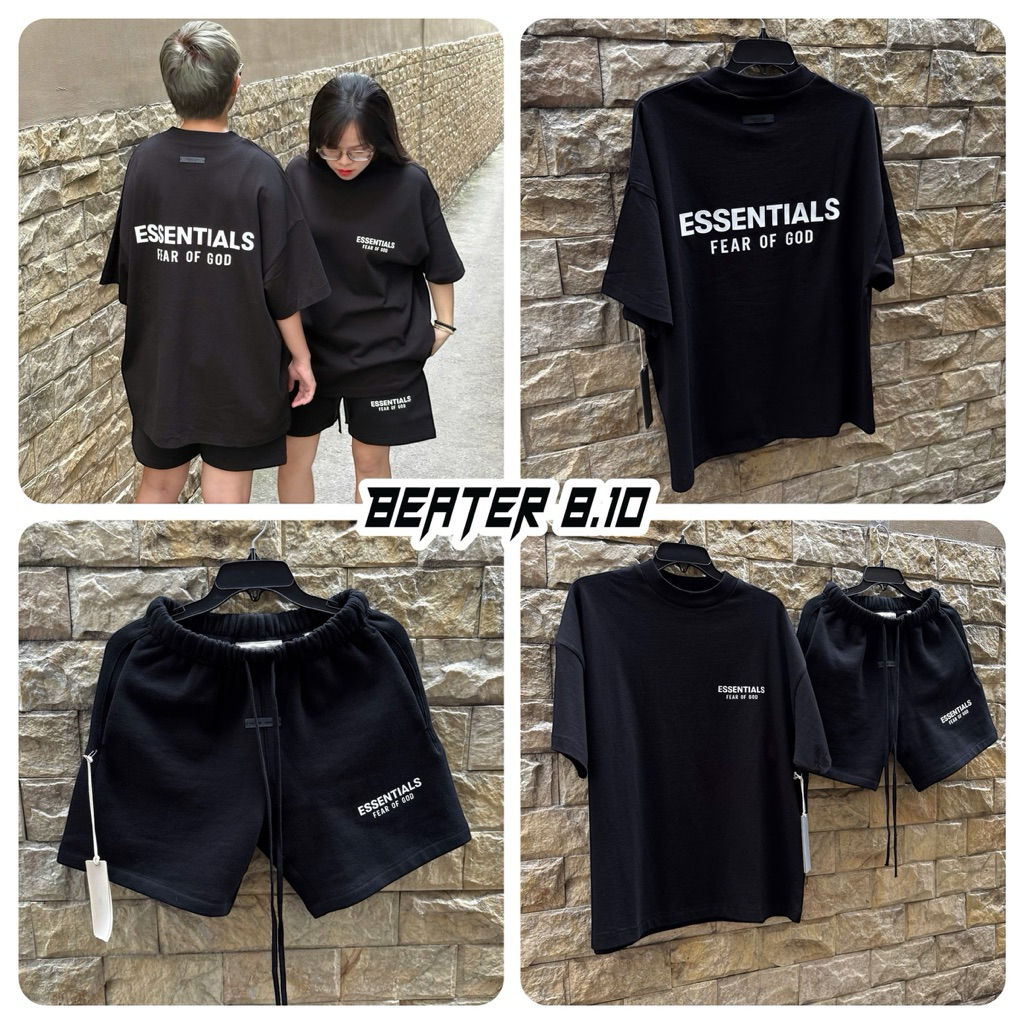 [Chính hãng] Set Áo Quần Fear of God Essentials Jet Black SS25 Cực Chất - 125HO244360F - 160AS252000