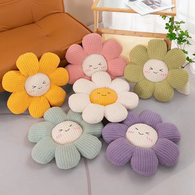 Gối hoa decor, gối lựa lưng, gối tựa ghế sofa, đệm ngồi hình hoa mặt cười, chất vải nỉ nhung
