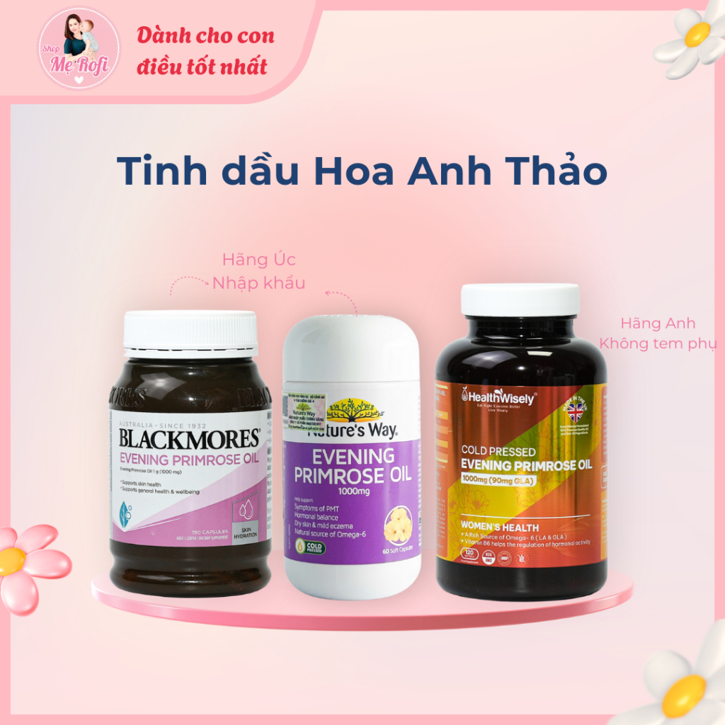 Tinh dầu hoa anh thảo Anh Healthwisely, Úc Blackmores, Nature's Way 120v hỗ trợ sức khỏe - Mẹ Rofi