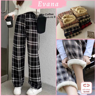 COMBO Quần Kẻ Lót Lông Dáng Suông Lưng Cao Kẻ Sọc Caro Đơn Giản Cho Nữ Sinh QL16A