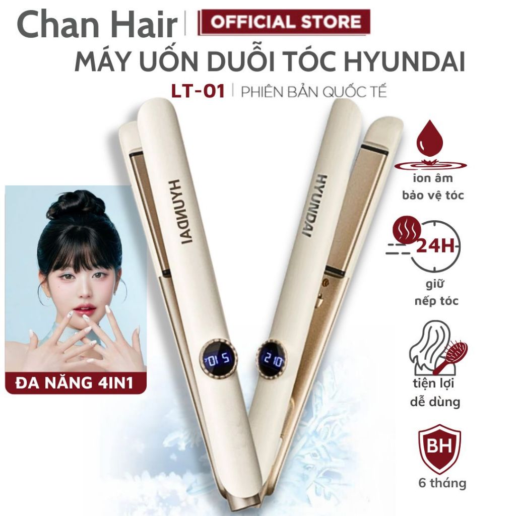 Máy Duỗi Tóc Ép Thẳng Hyundai Tạo Kiểu Thẳng Xoăn - Máy Uốn Tóc , Thanh Gốm Là Tóc Nhanh Giúp Kẹp Thẳng Tóc Tránh Hư Tổn