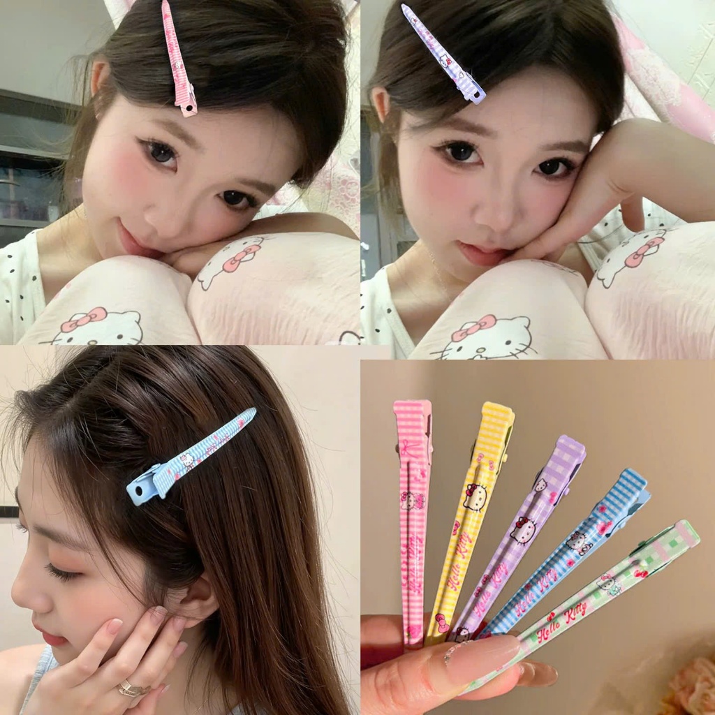 Set 5 Kẹp Tóc Cho Nữ Mỏ Vịt Cố Định Tóc Mái Hình Mèo Hello Kitty Nhiều Màu Thép Không Gỉ Siêu Hot MV