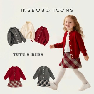  Áo Khoác Cardigan Len Bé Gái INSbobo - Chất Len Cao Cấp Mềm Mịn Cho Bé Từ 1-8 Tuổi 