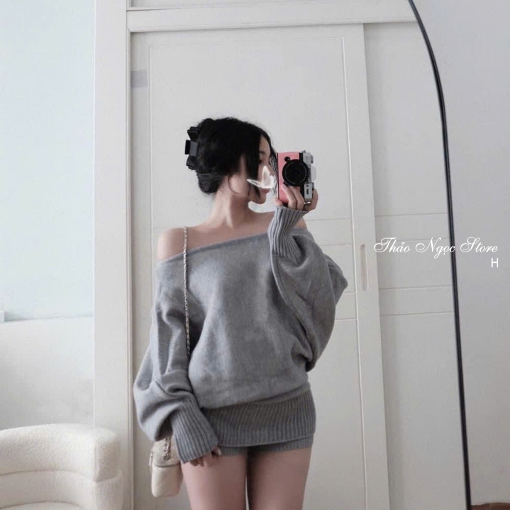  4 Set 2 Món Len Nữ Áo Len Trễ Vai Tay Dài Phối Quần Short Len  Chuẩn Hàng QC Cao Cấp New 2025 - Bella_Moda 