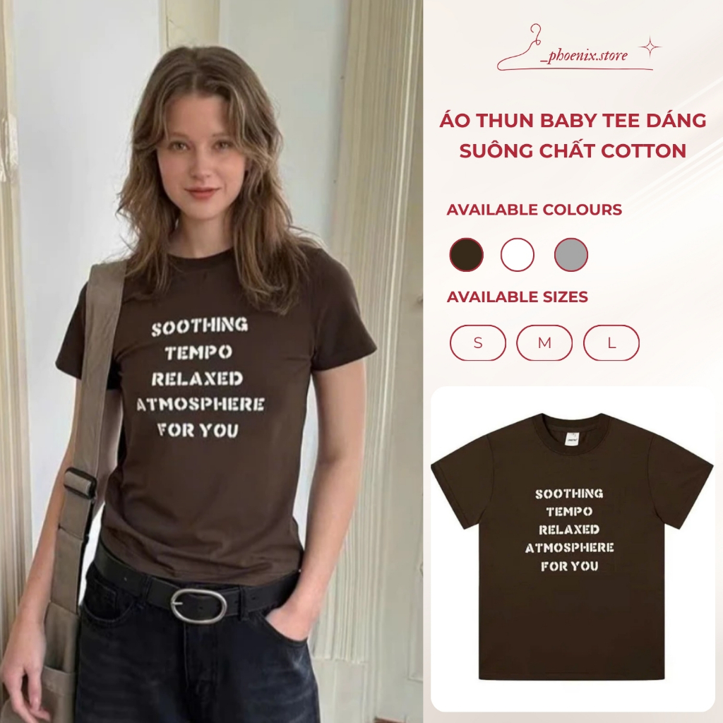 Áo thun nữ babytee dáng suông chất thun cotton in chữ phong cách retro PHOENIX.STORE