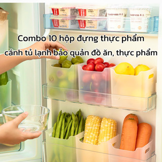 COMBO 10 Hộp Nhựa Đựng Thực Phẩm Cánh Tủ Lạnh Hộp Chia Ô Ngăn Tủ Bảo Quản Rau Củ Gọn Gàng
