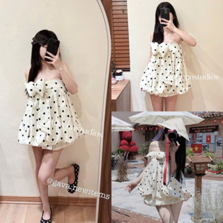 [A0.240] Váy Quây Chấm Bi Nơ Bông Dáng Bí Phồng Siêu Xinh Hàng 2 Lớp Có Lót