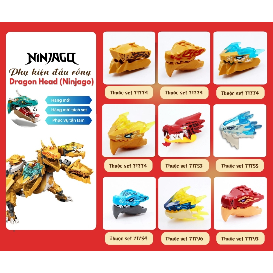 Đầu rồng Dragon Head (Ninjago) Animal, Body Part, Decorated phụ kiện đồ chơi lắp ráp 71822 71774 717