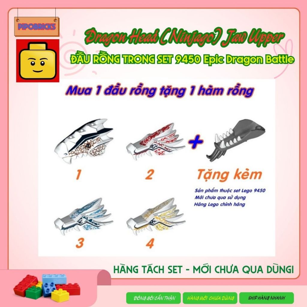 Phụ kiện Đầu rồng Dragon Head (Ninjago) Animal  -  set 9450 Ninjago Epic Dragon Battle 93070pb06