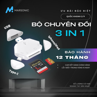  Đầu đọc thẻ nhớ đa năng SD TF 3 IN 1 cho điện thoại laptop PC. Cổng kết nối Type C USB Lightning Micrio USB 