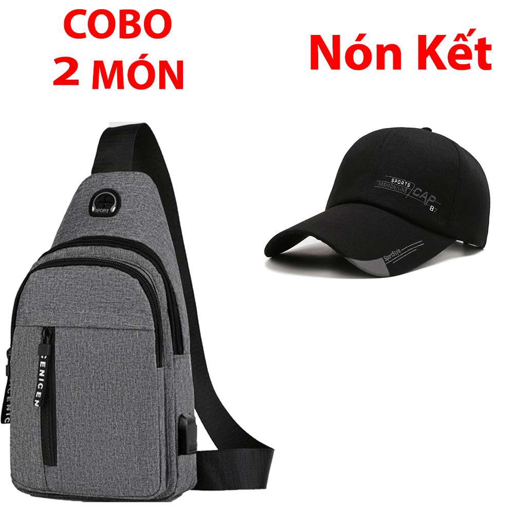 {Được Kiểm Tra Hàng} Túi đeo chéo nam mini nhỏ gọn có phân loại nón và kính