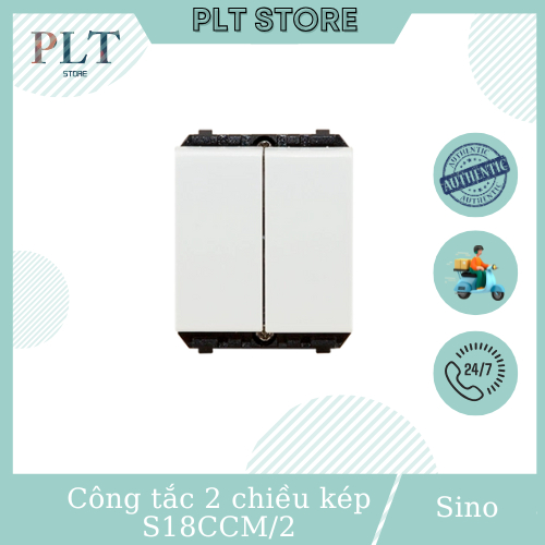 Hạt Công Tắc 2 Chiều Kép 16A Size M Sino S18CCM/2 Dùng Cho Dòng S18CC, S98CC