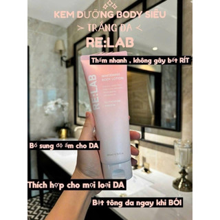 Kem body relab Re:Lab Whitening Body Lotion lọ 200g hạn 2028 dưỡng trắng nâng tông (Quà tặng)