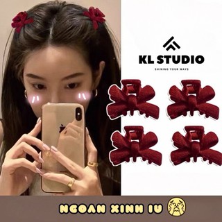 Set 2 Kẹp Tóc Càng Cua Mini KL.STUDIO Nơ Nhung Tiểu Thư Kẹp Mái Hình Nơ Dễ Thương - HC22 