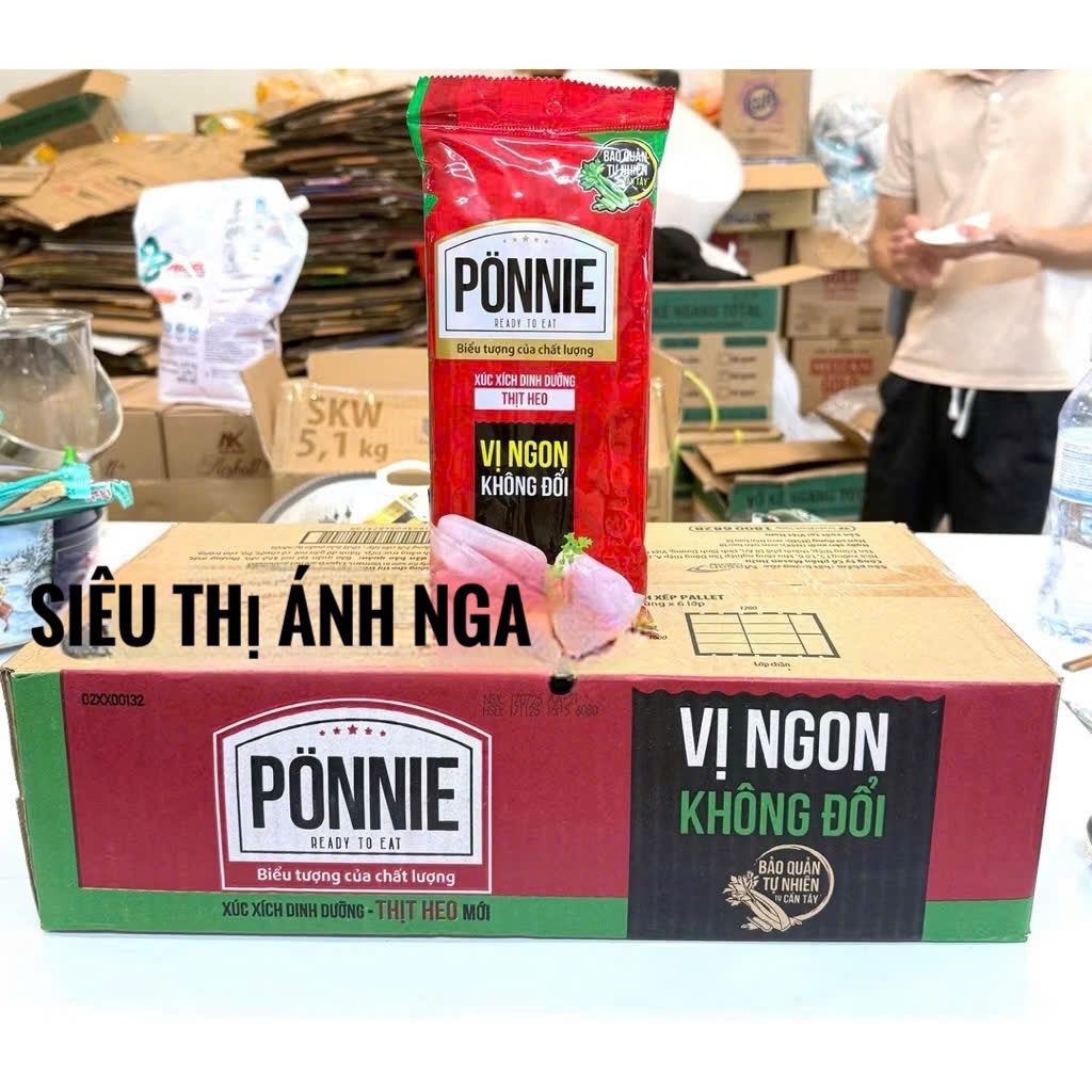 Thùng 20 gói Xúc Xích Dinh Dưỡng Ponnie siêu to 280g/gói (4 cây x 70g)