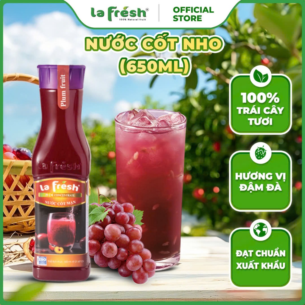 Nước Cốt Nho LaFresh Đà Lạt 650ml – Nguyên Liệu Pha Chế Trà Trái Cây, Nước Ép