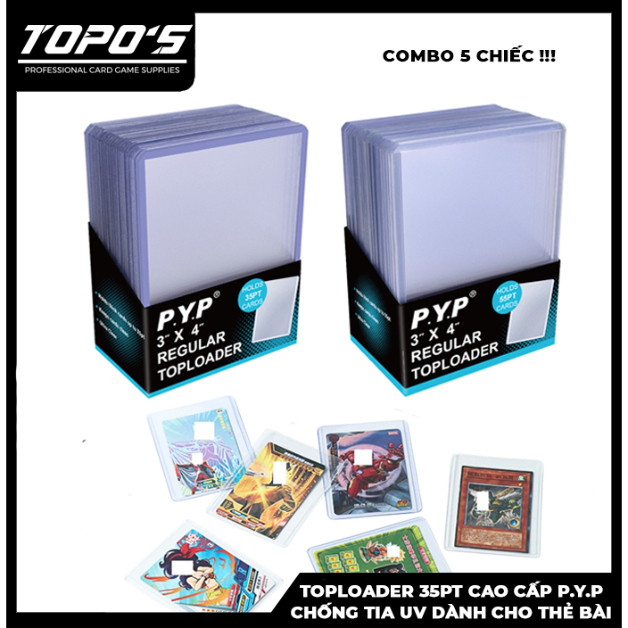 [Toploader] Combo 5 chiếc bọc thẻ bài nhựa 35PT khổ a7 siêu dày cho thẻ Yugioh, card game.