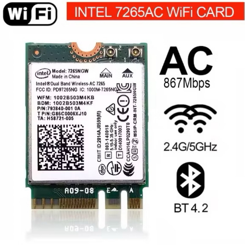 Card Wifi Intel Dual Band AC 7260 7265 (Zin Bóc Máy)