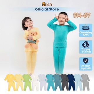 Bộ dài tay cài vai Arich vải sợi tre mềm mát,màu trơn cho bé trai, bé gái từ 6 tháng đến 6 tuổi