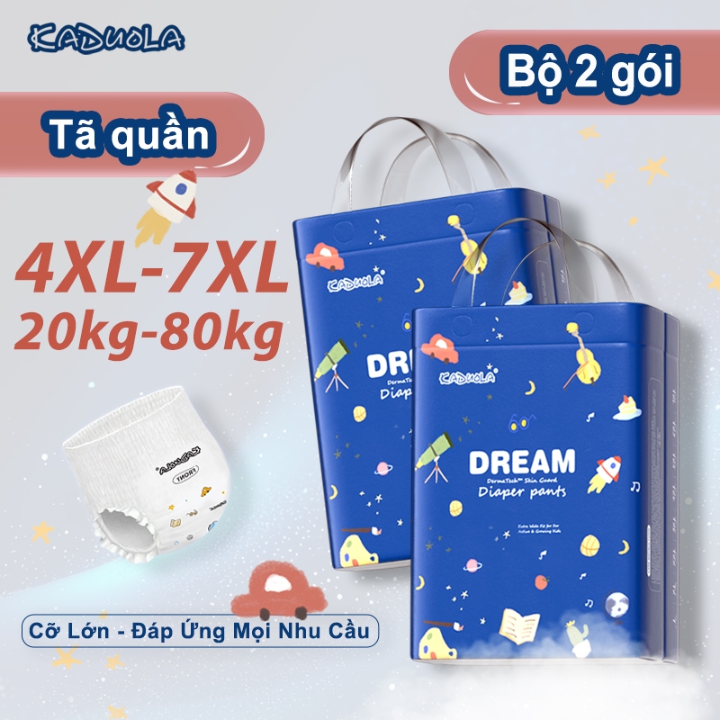 Bỉm Quần Kaduola 2 Gói Size 4XL Đến 7XL Cho Bé Cân Nặng Lớn 28-40 Miếng Chống Trào Hữu Cơ