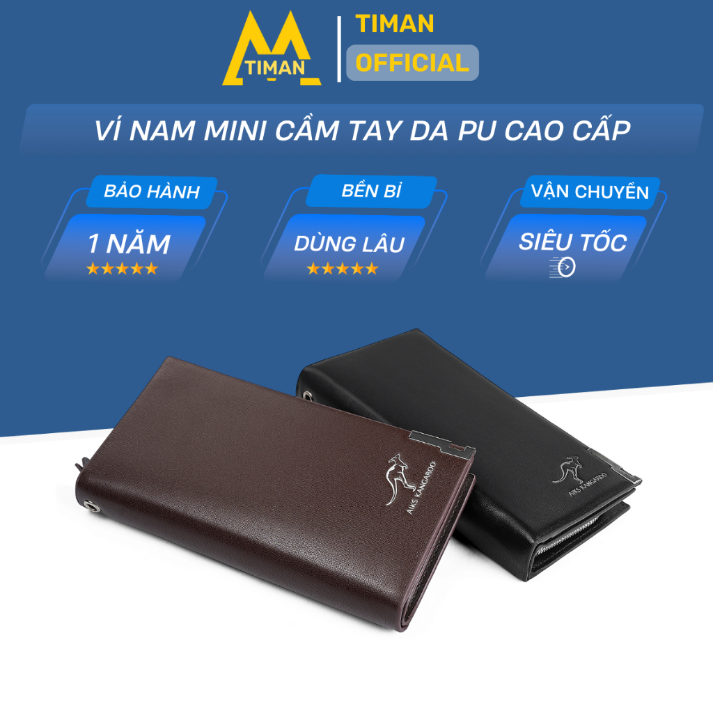Ví nam mini dài cầm tay dáng đứng chất liệu da PU cao cấp hàng hiệu 10.5*19.5*3 BH 1 năm MT04 Timanvn