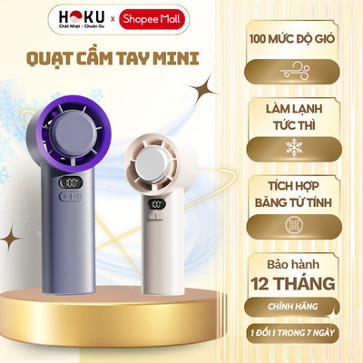 Quạt Cầm Tay HOKU Tốc Độ Cao, 100 Mức Gió, Hiển Thị Kỹ Thuật Số, Pin 3600 mAh, Sử Dụng Tới 15H QCT01