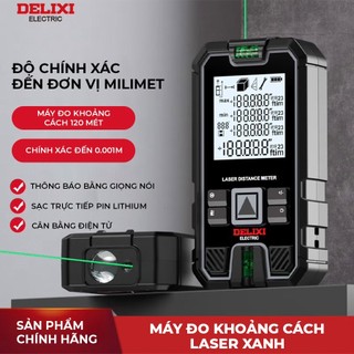  Máy đo khoảng cách laser Delixi tia xanh sạc được dùng ngoài trời 50M-120M 