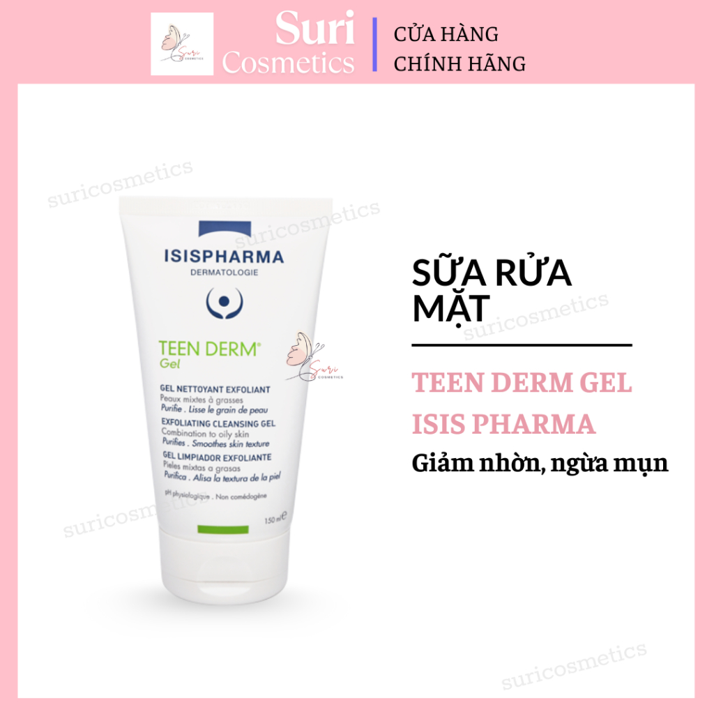 [CHÍNH HÃNG] Sữa rửa mặt, giảm nhờn, ngừa mụn TEEN DERM GEL ISIS PHARMA